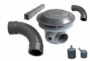 Aerated Bottom Drain Bundle Imperial Pressure Pipe for CONCRETE Ponds