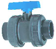 Double Union Ball Valves - Blue Handles